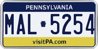 PA license plate MAL5254