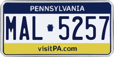PA license plate MAL5257