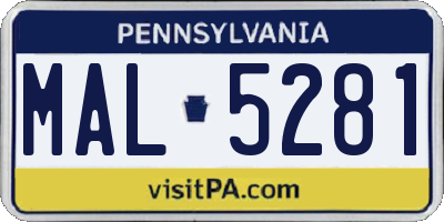 PA license plate MAL5281