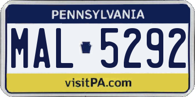 PA license plate MAL5292