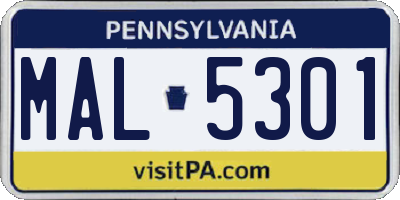PA license plate MAL5301