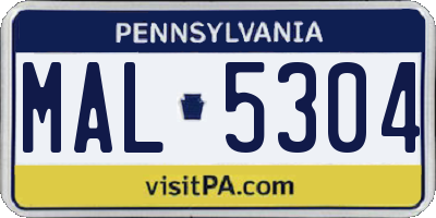 PA license plate MAL5304