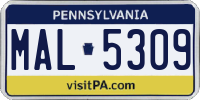 PA license plate MAL5309