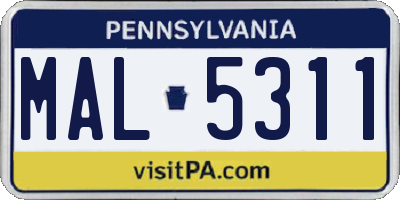 PA license plate MAL5311