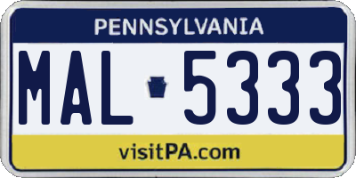 PA license plate MAL5333
