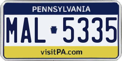PA license plate MAL5335