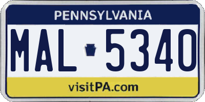 PA license plate MAL5340