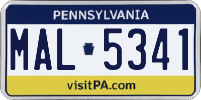 PA license plate MAL5341