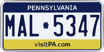 PA license plate MAL5347