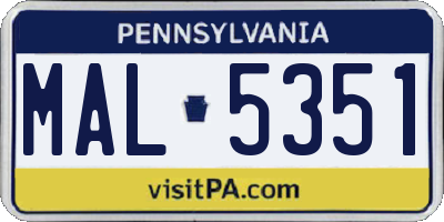 PA license plate MAL5351