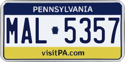 PA license plate MAL5357