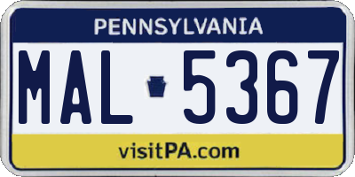 PA license plate MAL5367