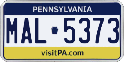 PA license plate MAL5373