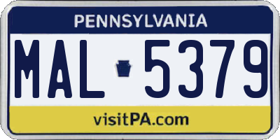 PA license plate MAL5379