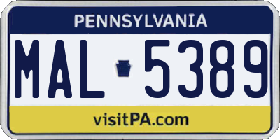 PA license plate MAL5389