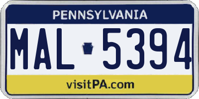 PA license plate MAL5394