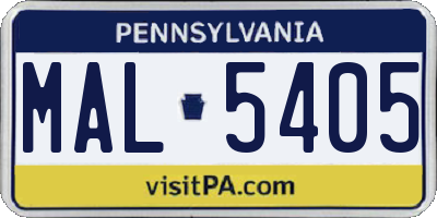 PA license plate MAL5405