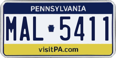 PA license plate MAL5411
