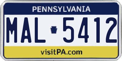 PA license plate MAL5412