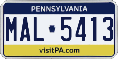 PA license plate MAL5413