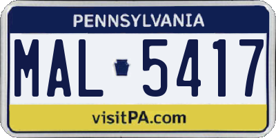 PA license plate MAL5417