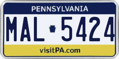 PA license plate MAL5424