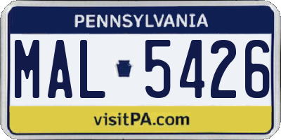 PA license plate MAL5426