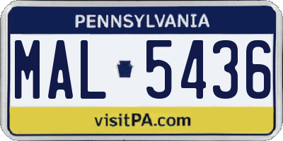 PA license plate MAL5436