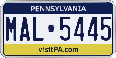 PA license plate MAL5445