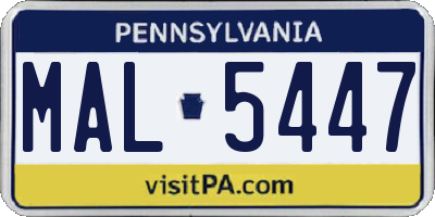 PA license plate MAL5447