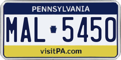 PA license plate MAL5450