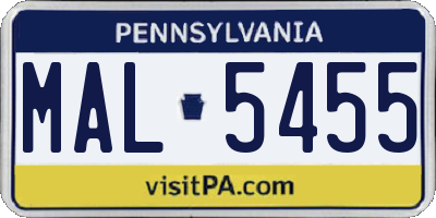 PA license plate MAL5455