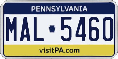 PA license plate MAL5460