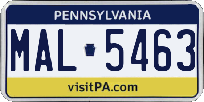 PA license plate MAL5463
