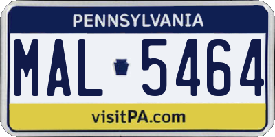PA license plate MAL5464