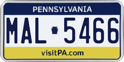 PA license plate MAL5466