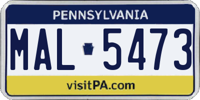 PA license plate MAL5473