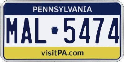 PA license plate MAL5474