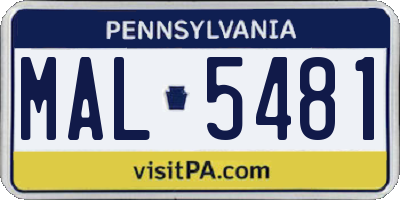 PA license plate MAL5481