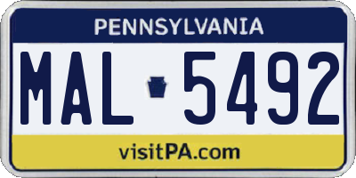 PA license plate MAL5492