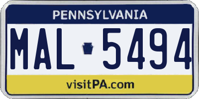 PA license plate MAL5494