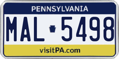 PA license plate MAL5498