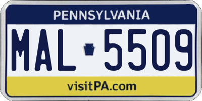 PA license plate MAL5509