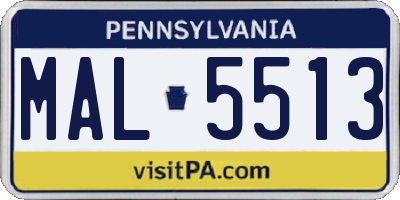 PA license plate MAL5513