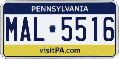PA license plate MAL5516
