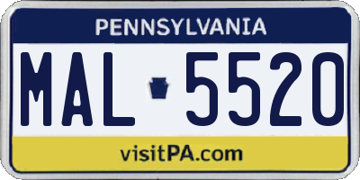 PA license plate MAL5520