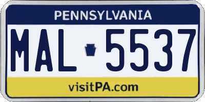 PA license plate MAL5537