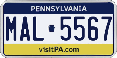 PA license plate MAL5567