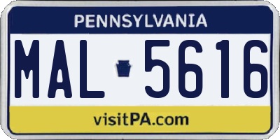 PA license plate MAL5616