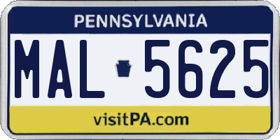 PA license plate MAL5625
